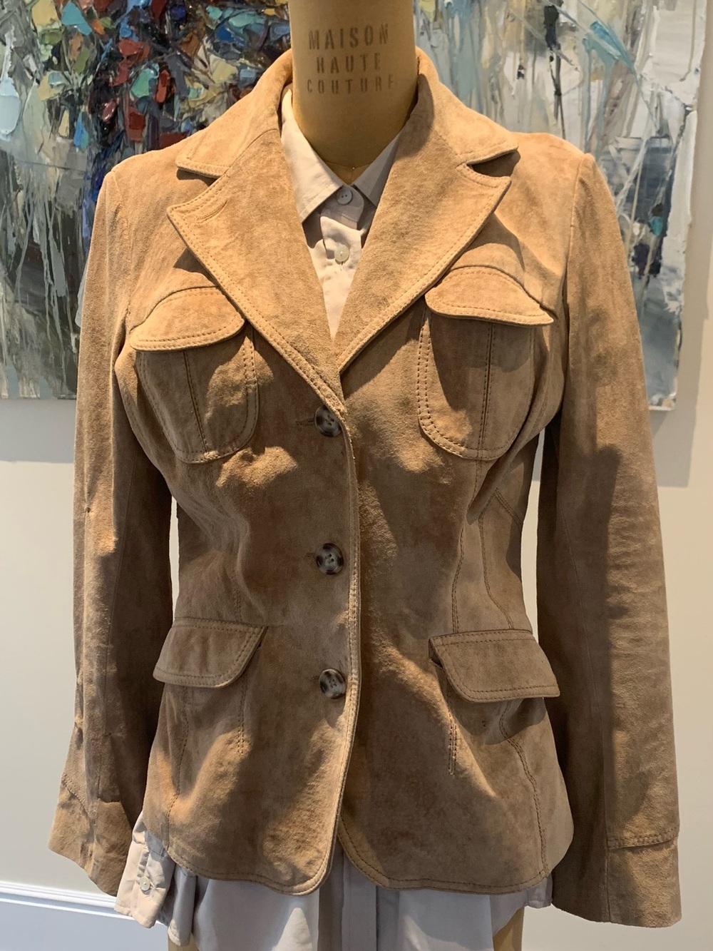 Danier Women's Suede Blazer Tan Colored